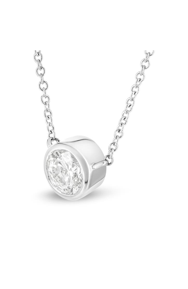 Haus of Brilliance 10K White Gold 1/3 Cttw Round Bezel-Set Diamond Solitaire Pendant Necklace, Alternate, color, White