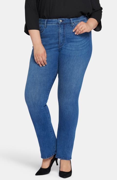 Seamless High Waist Slim Bootcut Jeans (Plus)