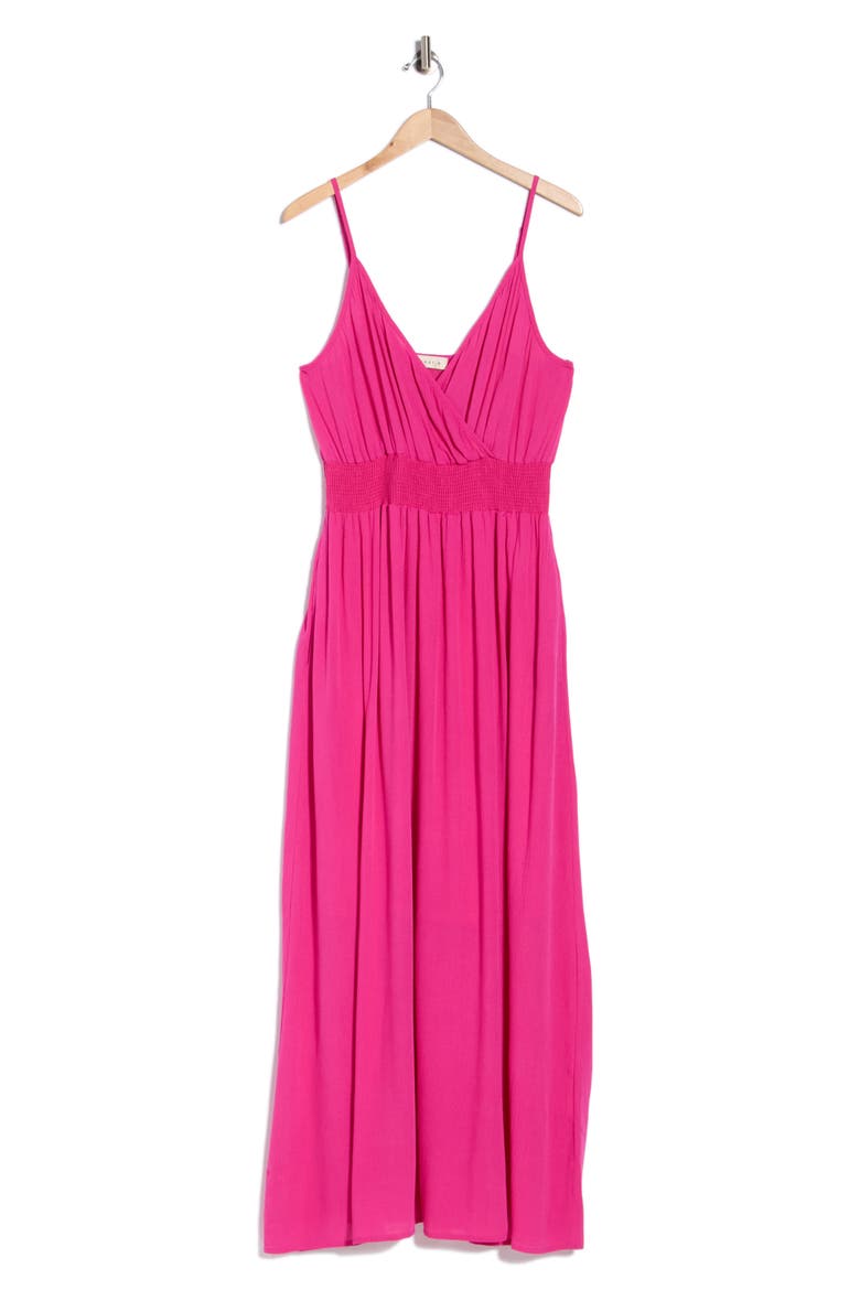 Spaghetti Strap Gauze Maxi Dress, Alternate, color, HOT PINK