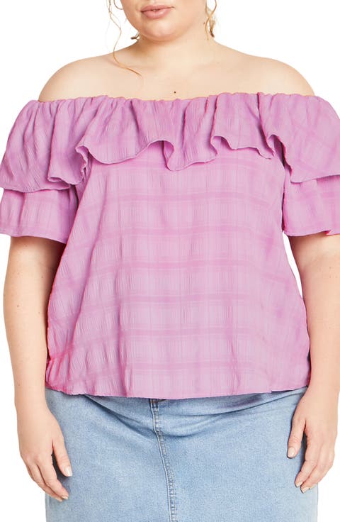 Christy Off the Shoulder Ruffle Top (Plus)