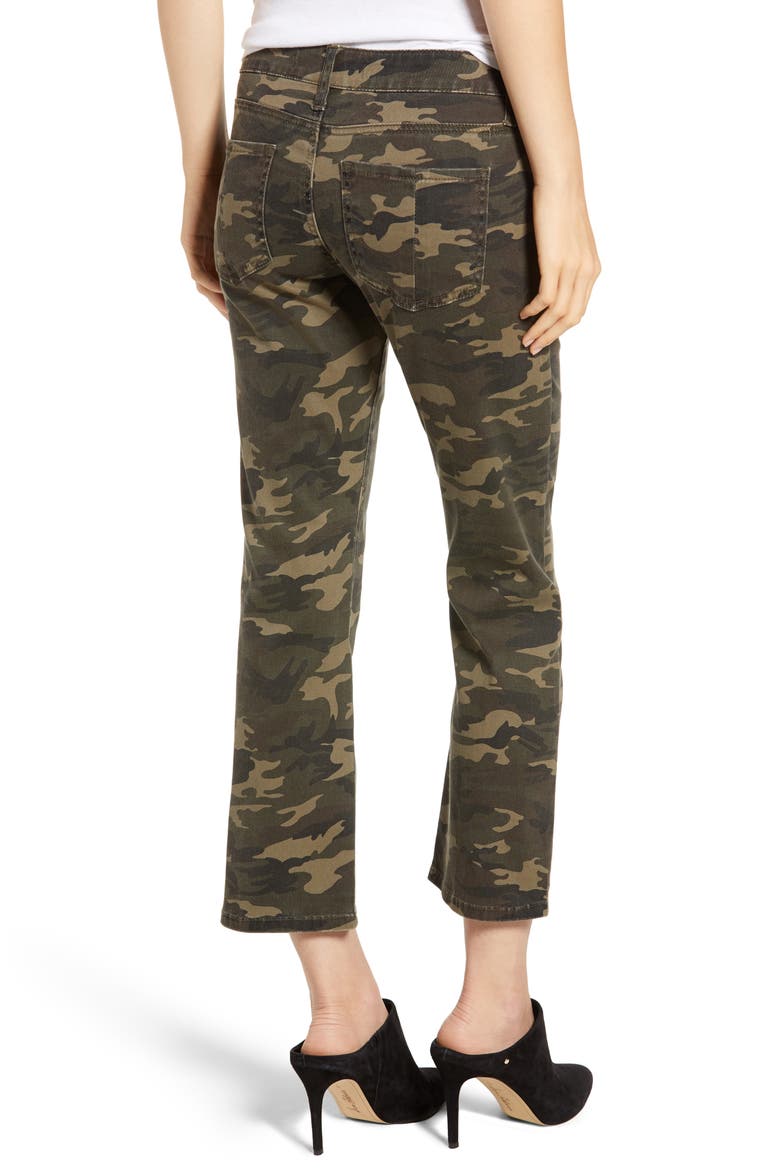 Camo Print Crop Flare Jeans, Alternate, color, OLIVE CAMO