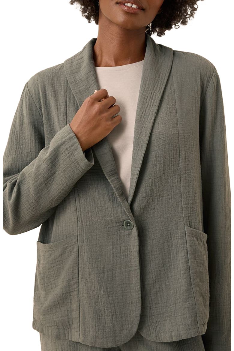 Organic Cotton Coastal Double Gauze Lined Easy Jacket, Alternate, color, Castor Green