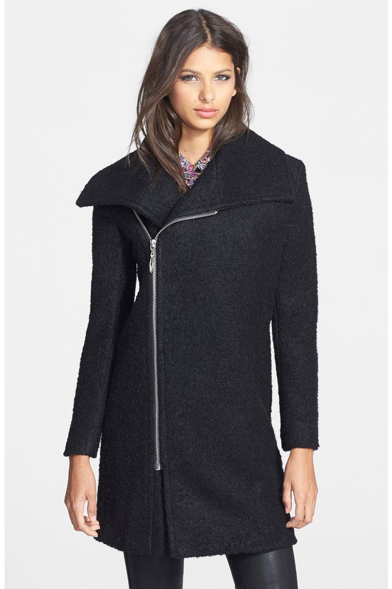 Asymmetrical Zip Coat, Main, color, BLACK