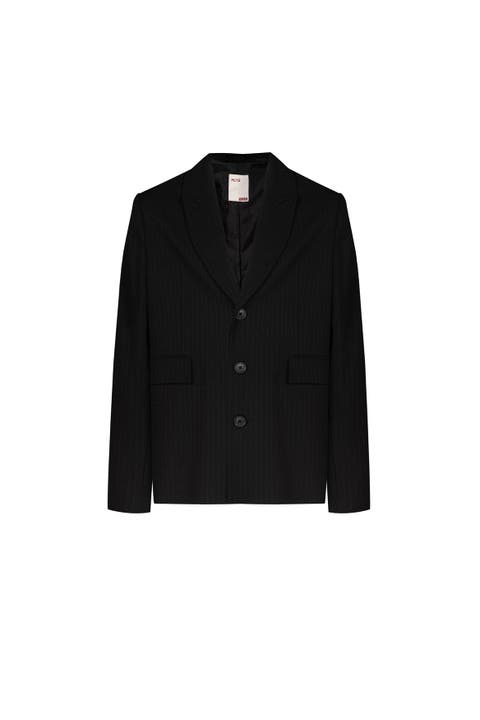 Free Heaven Eyelet Details Striped Blazer