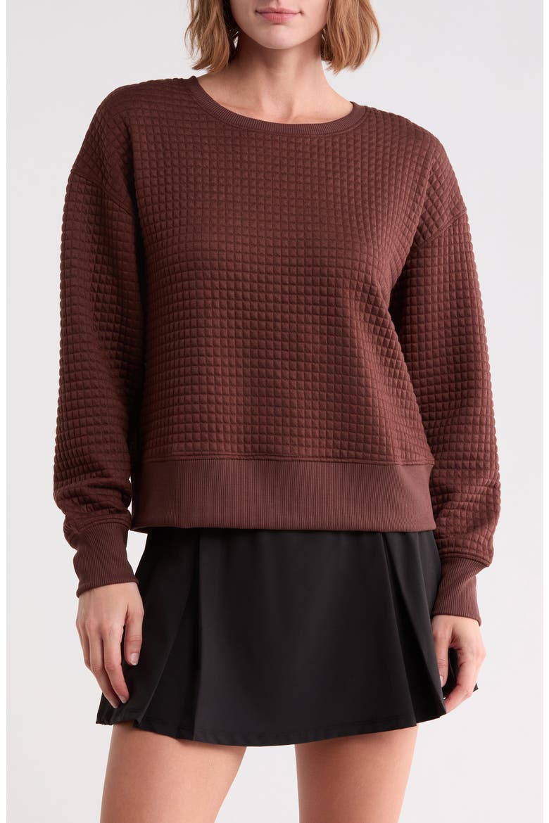 Nancy Quilted Pullover Sweatshirt, Main, color, SHAVED CHOCOLATE
