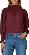Wit & Wisdom Long Smock Flounce Sleeve Funnel Neck Top