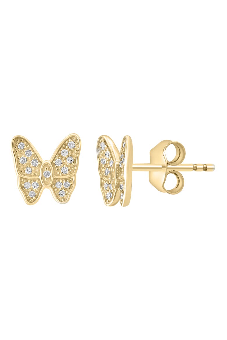 Diamond Embellished Butterfly Stud Earrings - 0.10ct, Main, color, GOLD