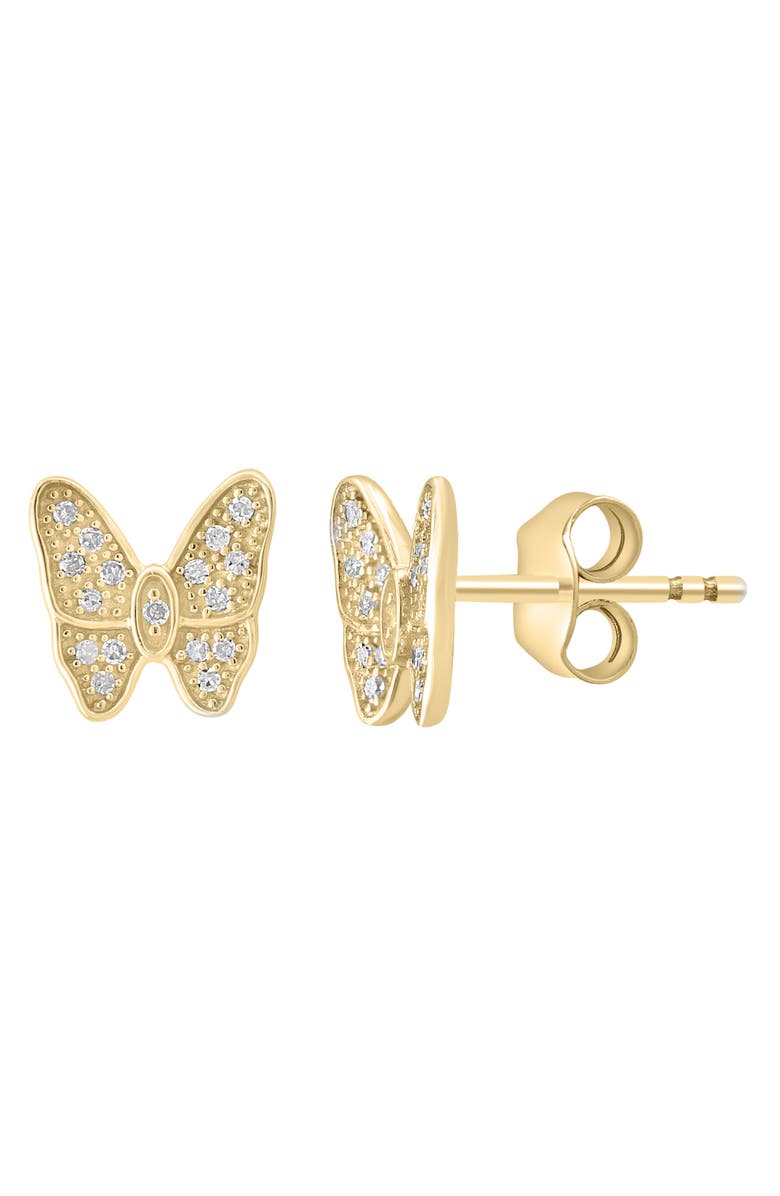 EFFY Diamond Embellished Butterfly Stud Earrings - 0.10ct, Main, color, Gold