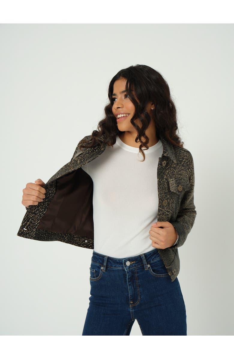 Furniq UK Arabella Textured Leather Jacket, Alternate, color, Black