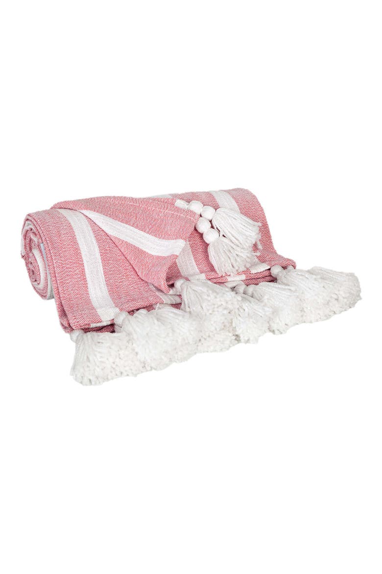 Nara Tassel Throw Blanket, Alternate, color, PINK