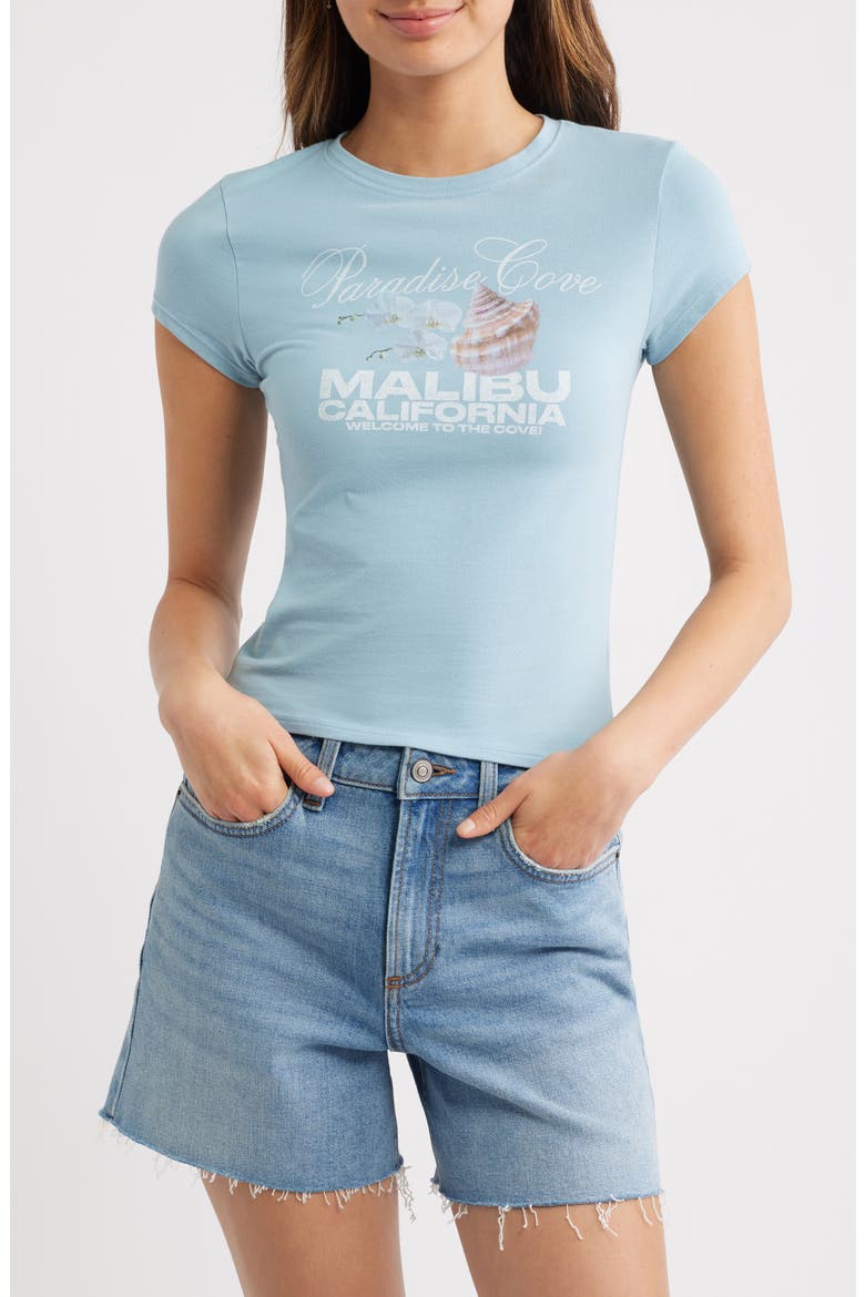Paradise Cove Graphic Stretch Cotton T-Shirt, Main, color, TEAL