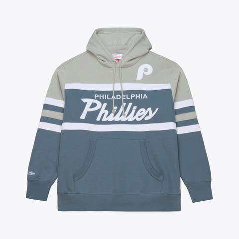 Men's Mitchell & Ness  Gray Philadelphia Phillies Cooperstown Collection Thunderstorm Head Coach Hoodie