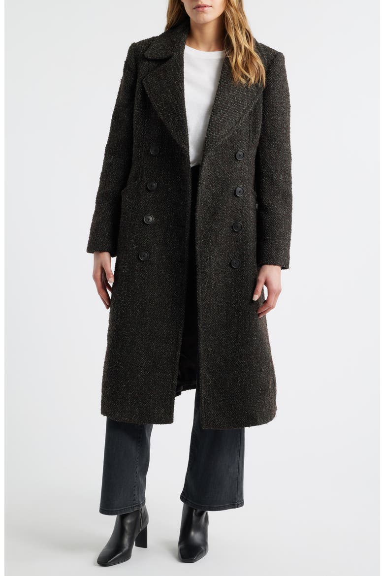Double Breasted Belted Coat, Alternate, color, BROWN