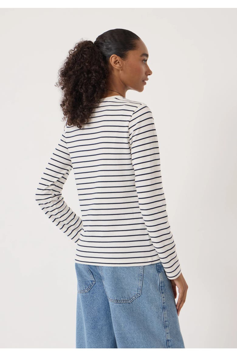 Mia Stripe Slim Long Sleeve Top, Alternate, color, Navy