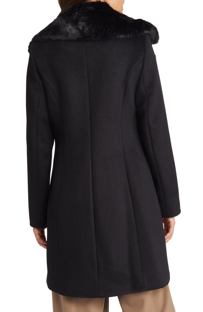 Via Spiga Faux Fur Collar Wool Blend Coat, Alternate, color, 