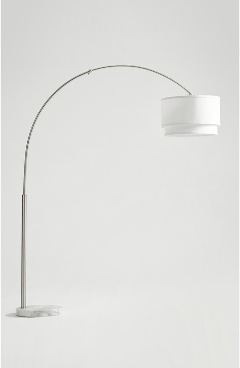 Brightech Mason 81" LED Arc Floor Lamp with Heavy-Weighted Marble Base, Main, color, Metallic Silver
