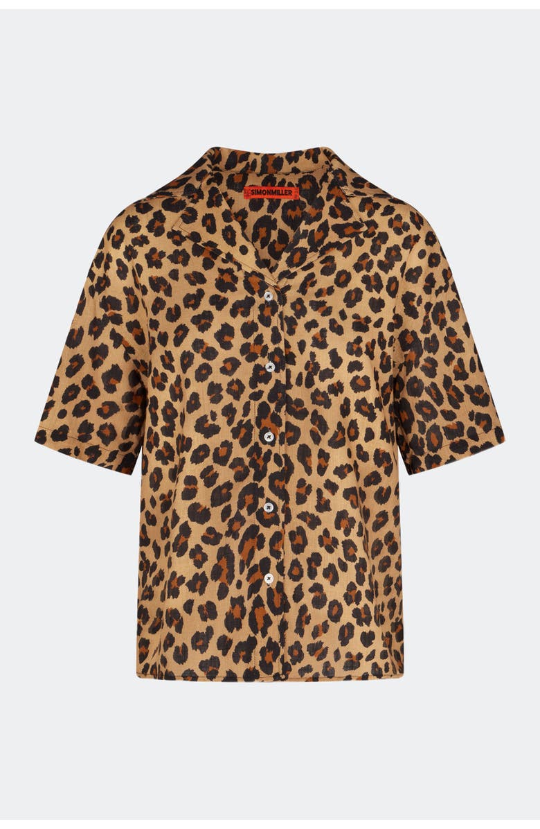 SIMONMILLER Bia Linen Camp Shirt, Main, color, Cheetah