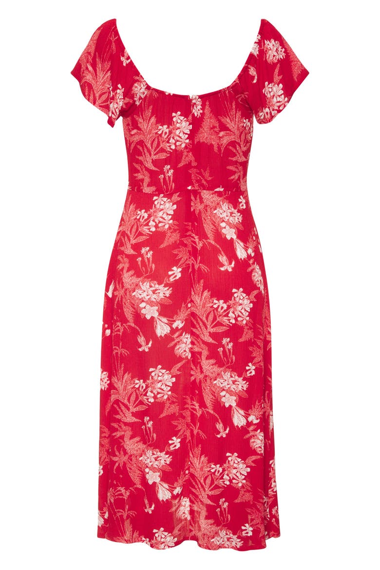 Floral Sweetheart Neckline Dress, Alternate, color, Red Printed