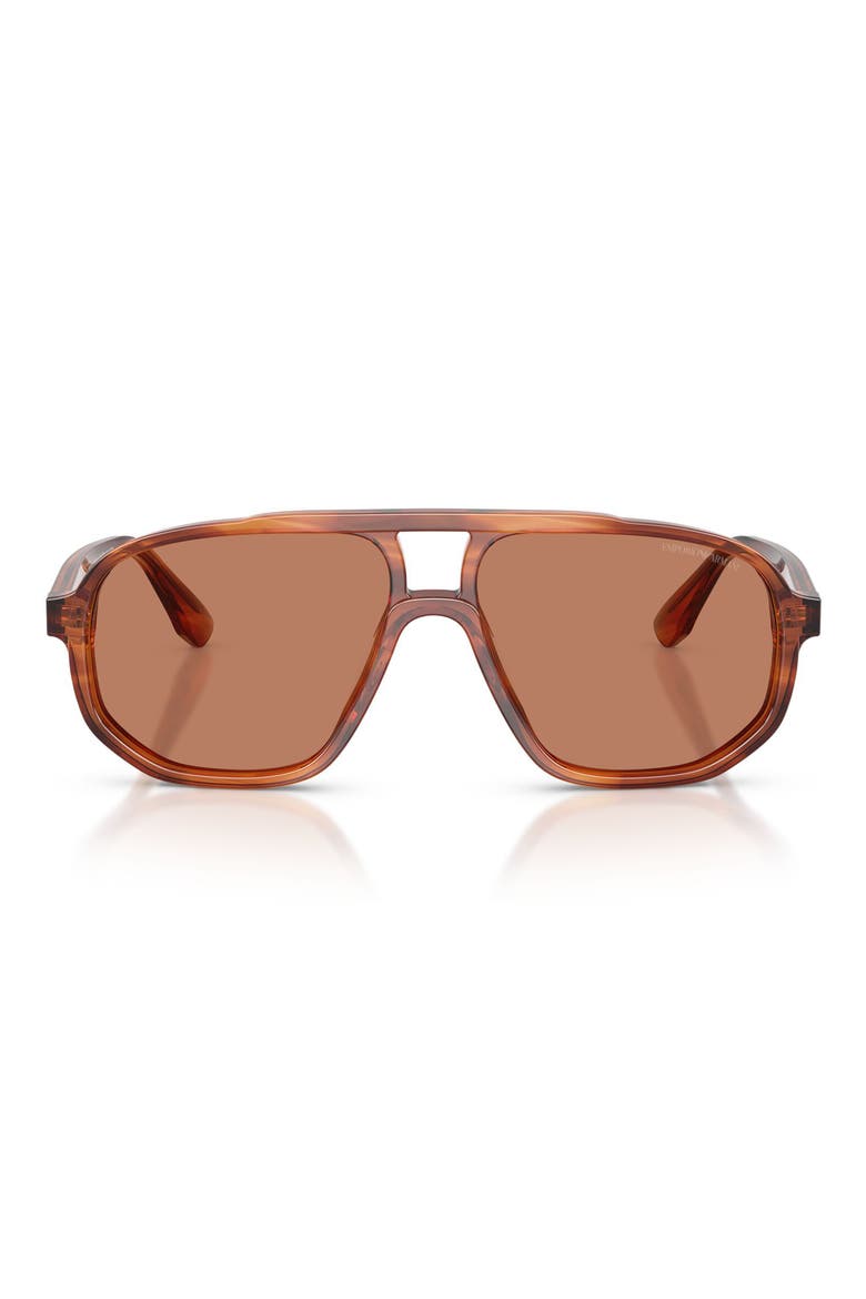 57mm Pilot Sunglasses, Main, color, STRIPED DARK BROWN / BROWN