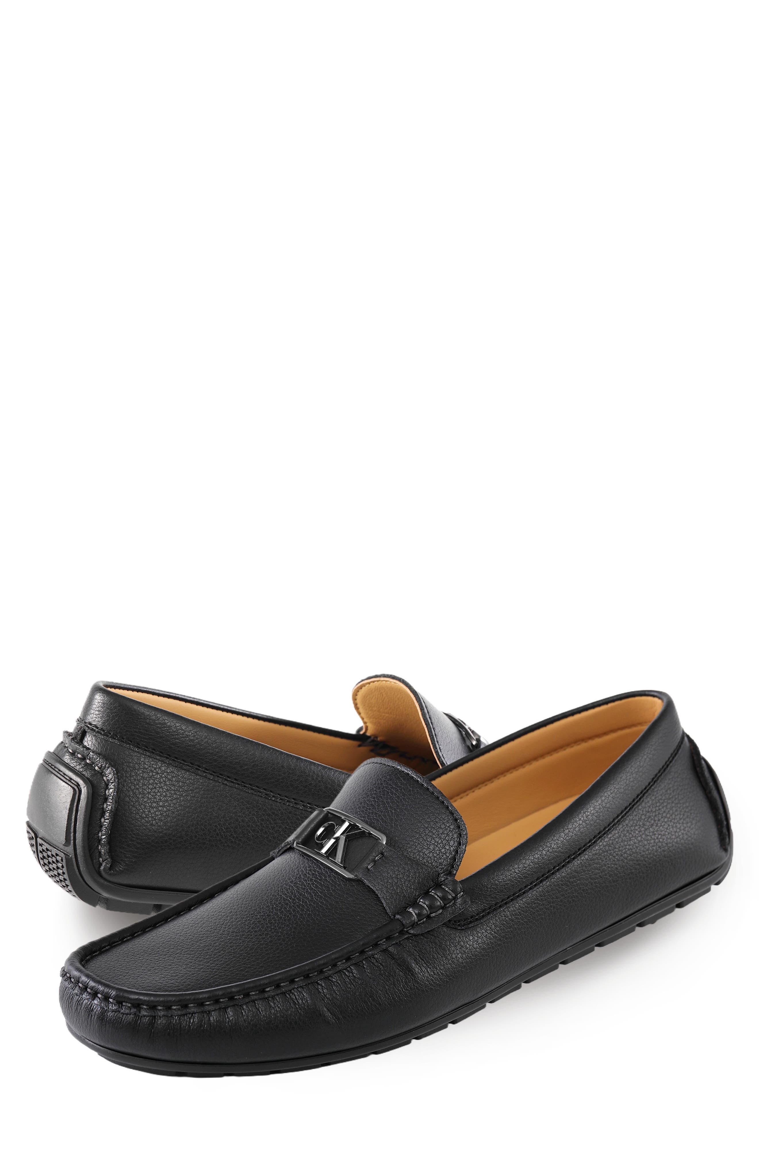Calvin Klein Felty Moc Toe Driving Loafer, Alternate, color, Black