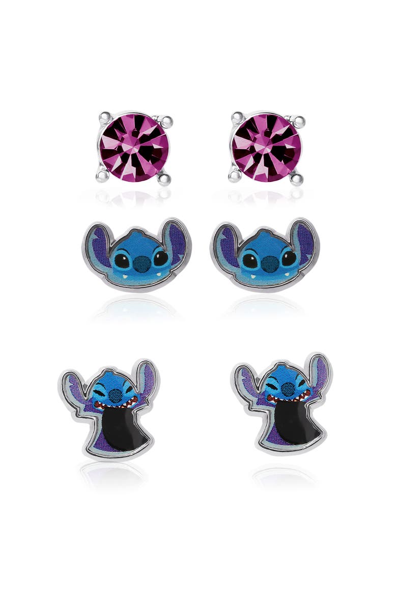 Lilo and Stitch Fashion Earring Set, 3 Pairs, Stud Earrings - Officially Licensed, Main, color, Blue