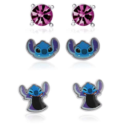 Lilo and Stitch Fashion Earring Set, 3 Pairs, Stud Earrings - Officially Licensed