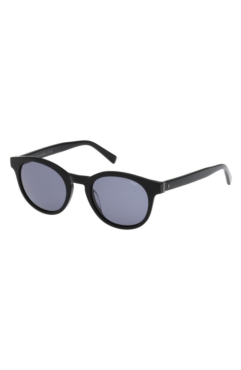 ABERCROMBIE & FITCH 50mm Round Sunglasses, Alternate, color, Shiny Black / Smoke