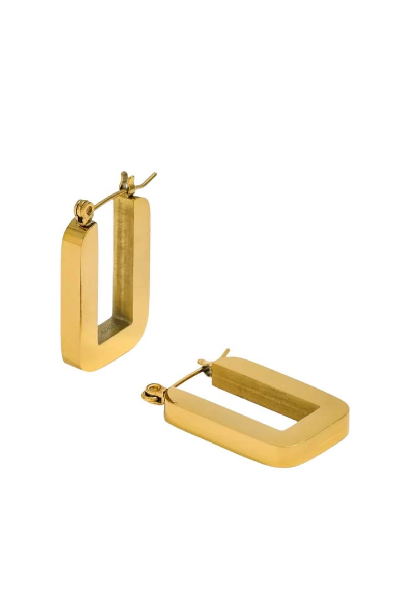 ADIBA The U 18k plated Stainless Steel Hoop Earrings, Main, color, Gold
