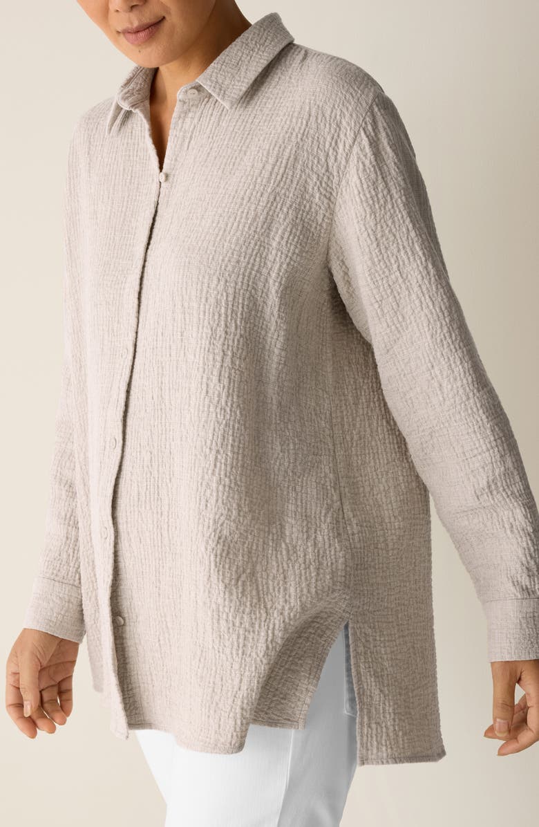Eileen Fisher Classic Collar Stretch Organic Cotton Button-Up Shirt, Alternate, color, Dove