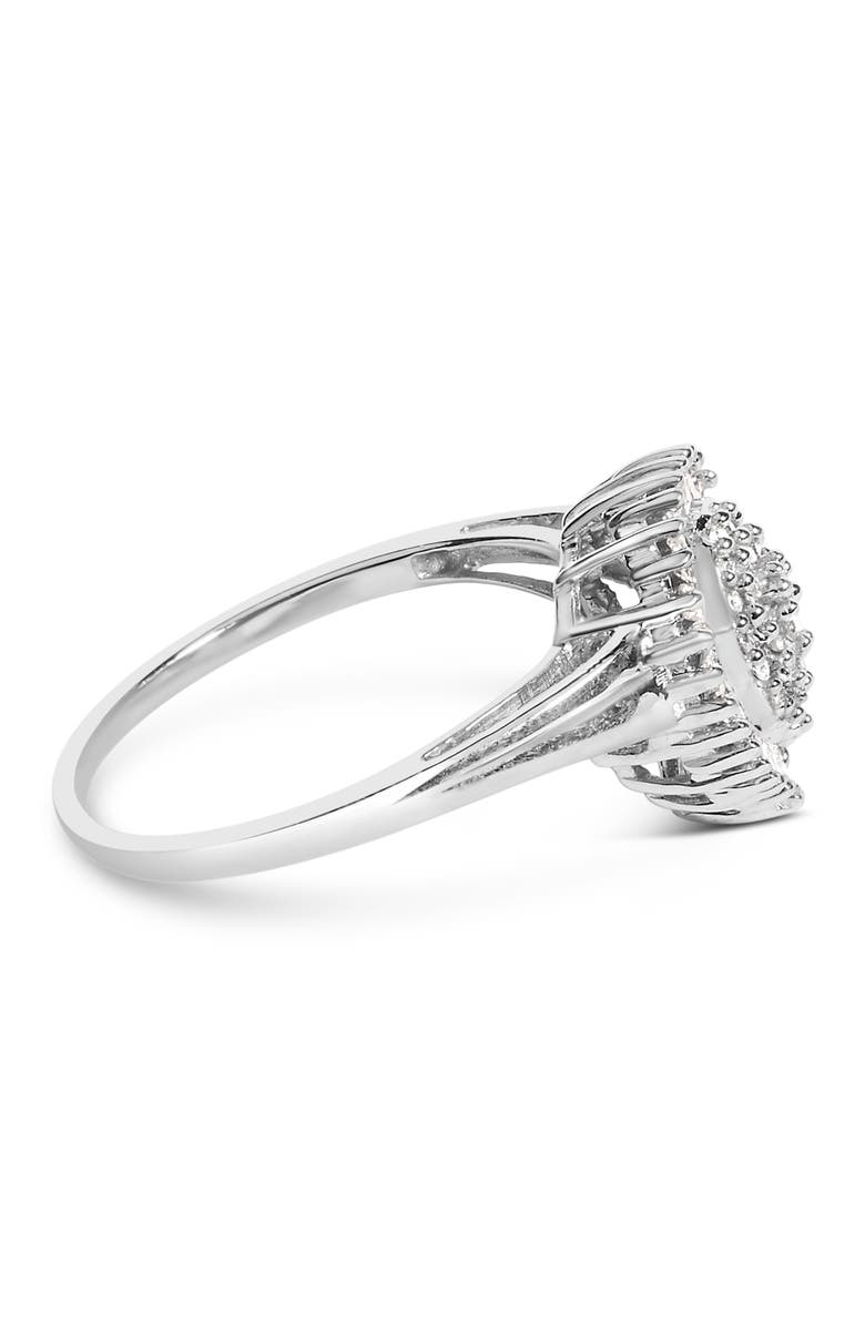 Haus of Brilliance 10K Gold 1/2 Cttw Diamond Domed Pave and Cluster Halo Cocktail Ring, Alternate, color, White