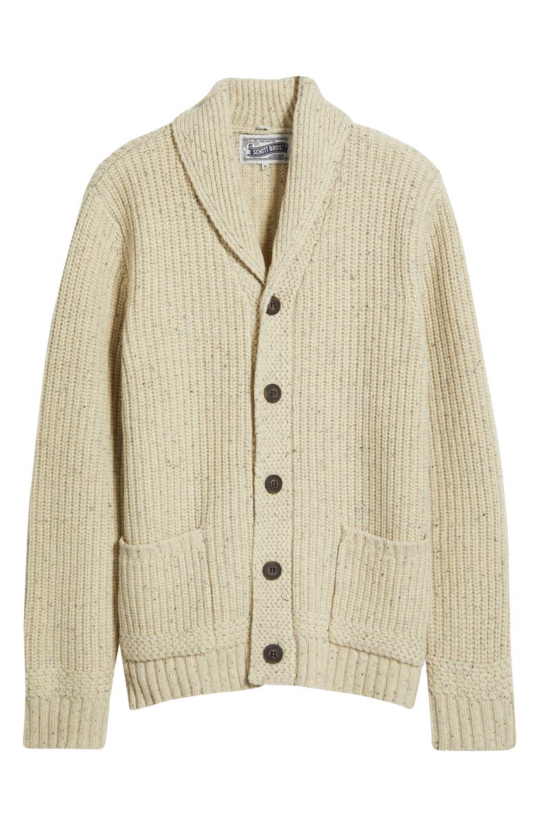 Schott NYC Donegal Tweed Wool Blend Cardigan, Alternate, color, Off White