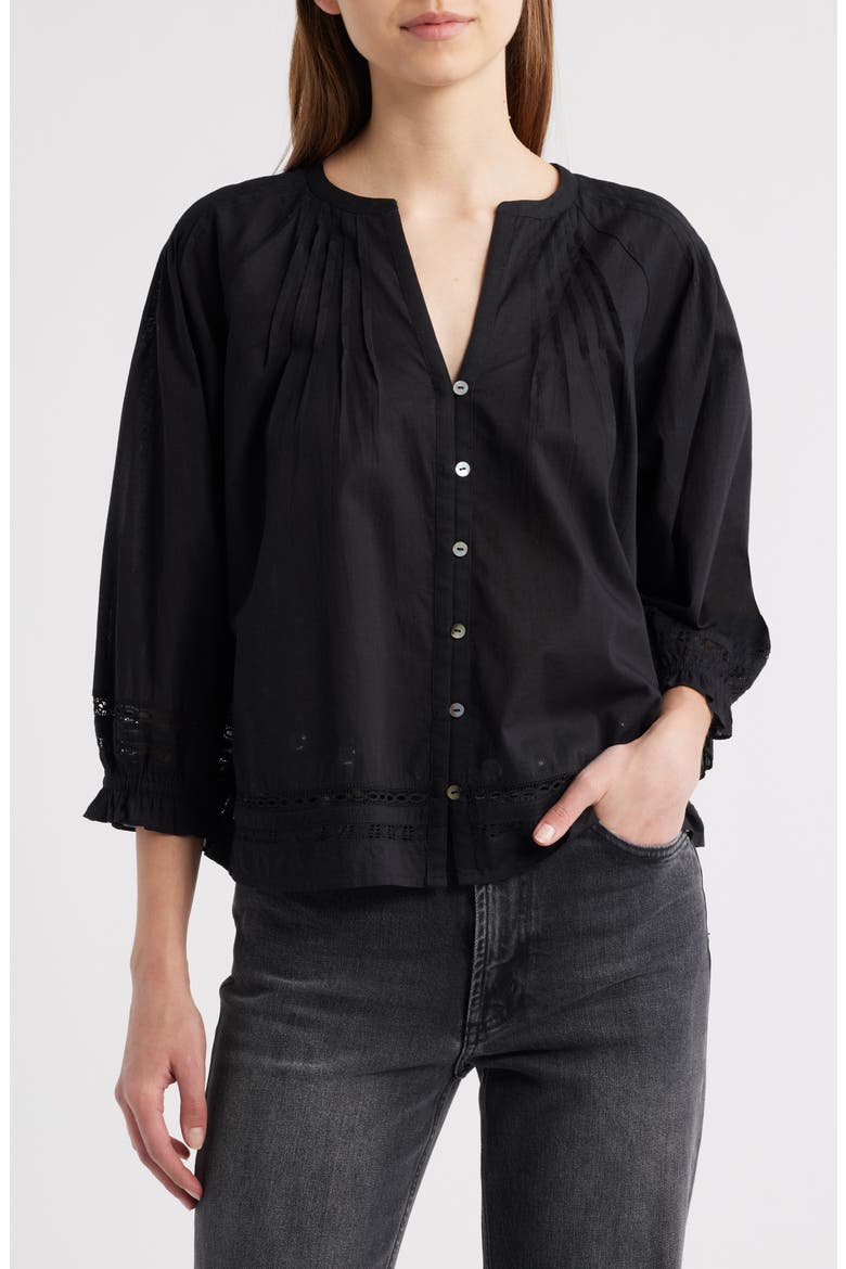Lilah Button-Up Top, Main, color, BLACK