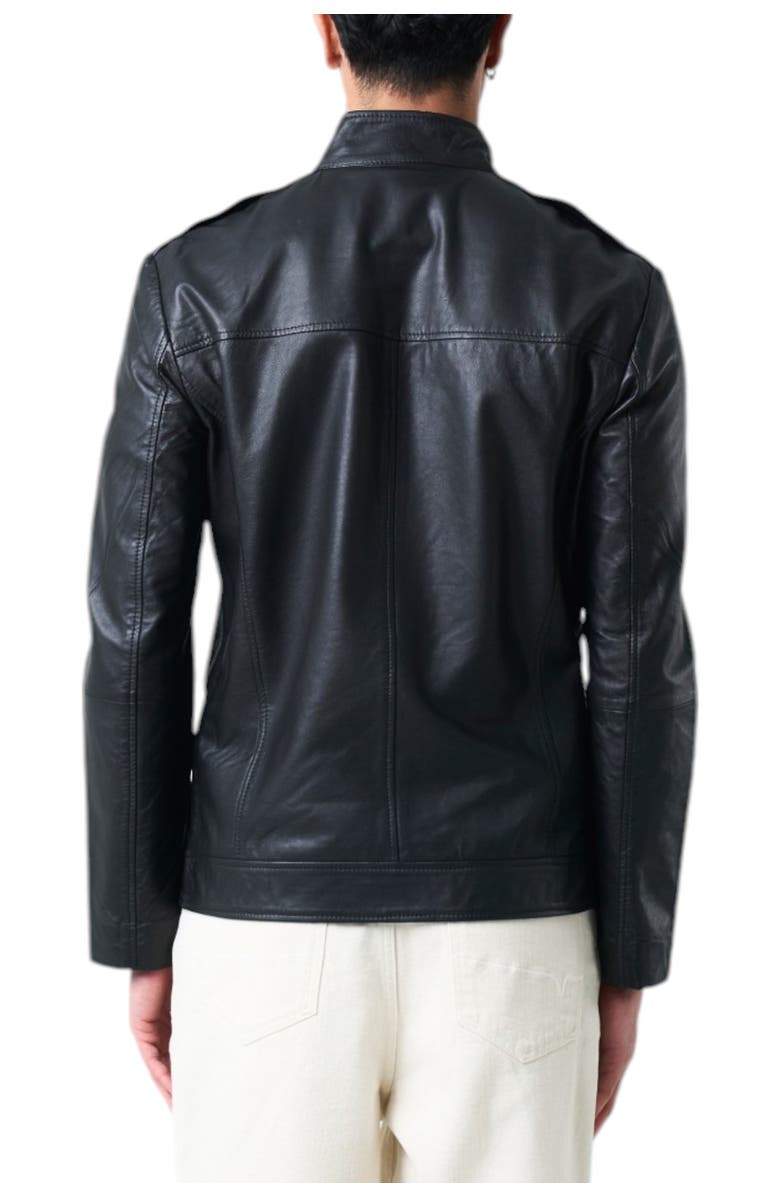 Velez Bosa men's leather jacket semi-loose fit, Alternate, color, Black