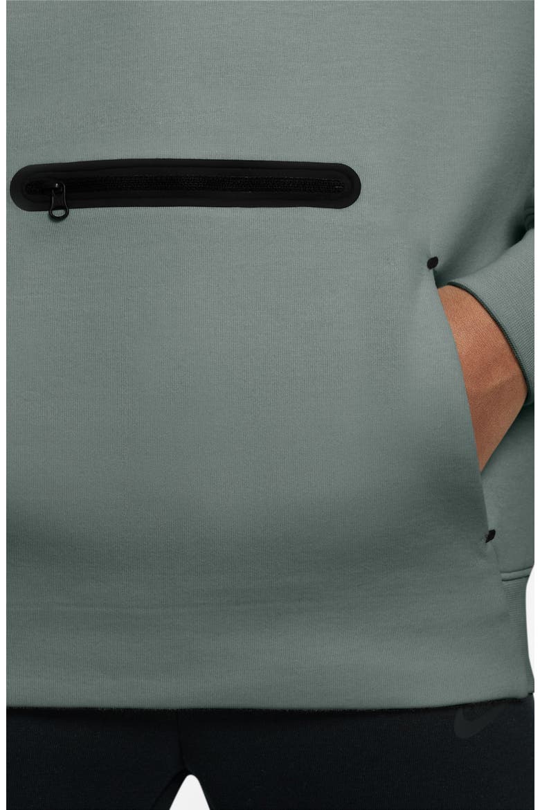 Kids' Oversize Tech Fleece Hoodie, Alternate, color, CLAY GREEN/ BLACK