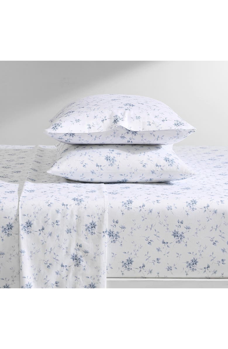 Laura Ashley Garden 300 Thread Count Cotton Set of 2 Pillowcases, Alternate, color, Blue