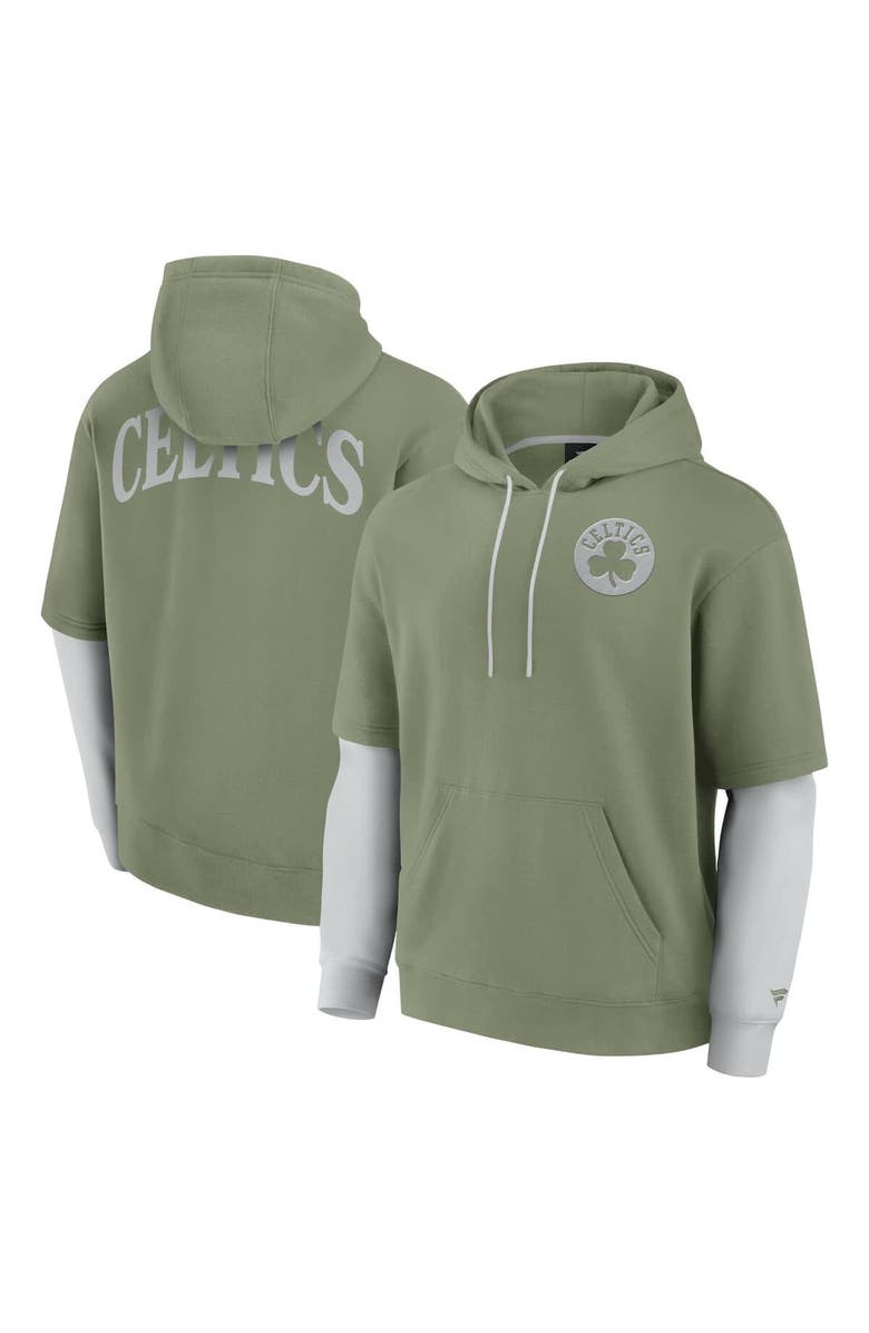 FANATICS Men's Fanatics  Olive Boston Celtics Elements Sleek Pullover Hoodie, Main, color, 
