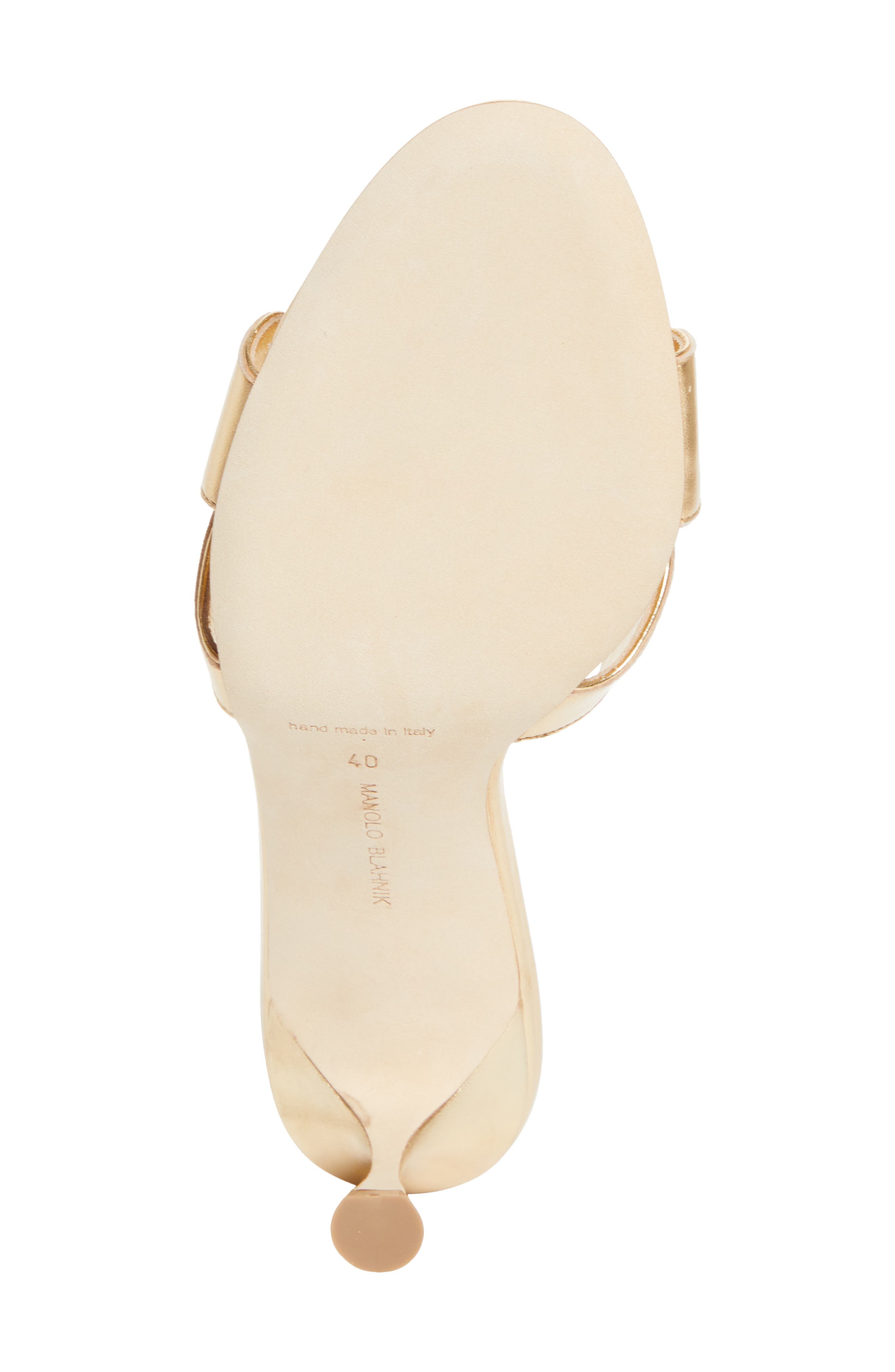 Manolo Blahnik Haribalmu Kitten Heel Sandal, Alternate, color, Gold