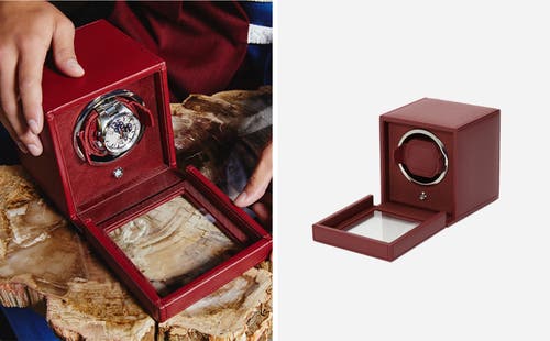 Wolf Cub Watch Winder With Cover In Bordeaux