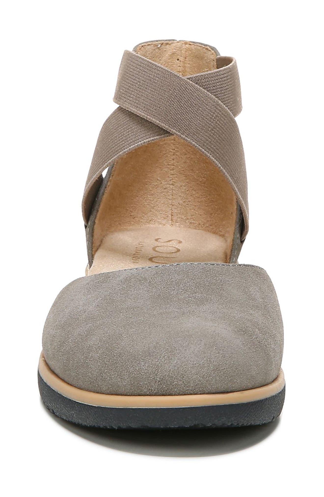 SOUL NATURALIZER Intro d'Orsay Wedge Flat - Wide Width Available, Alternate, color, Grey Synthetic Nubuck