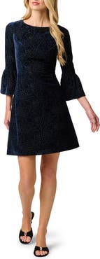 Adrianna Papell Velvet Bell Sleeve Cocktail Dress