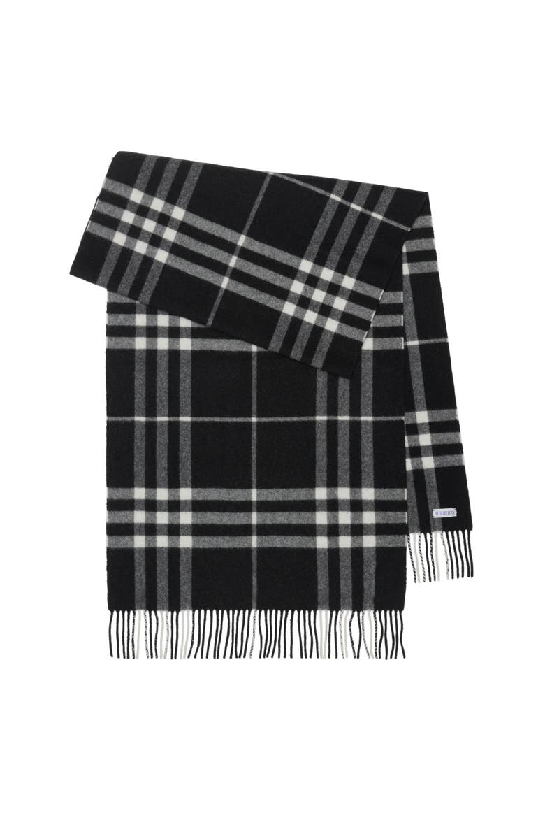 Wide Check Cashmere Scarf, Main, color, Black/calico beige