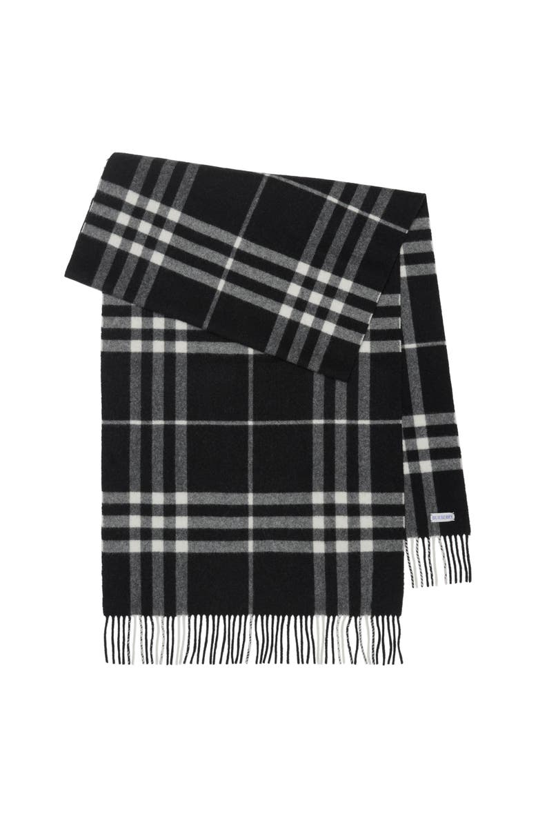 Burberry Wide Check Cashmere Scarf, Main, color, Black/Calico