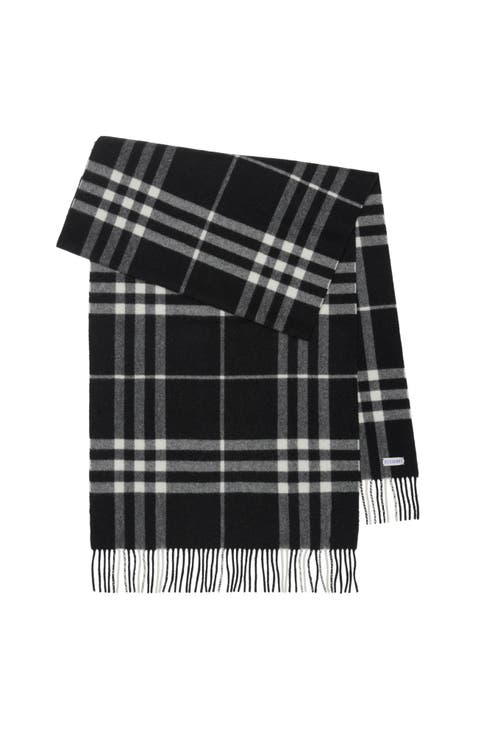 Wide Check Cashmere Scarf