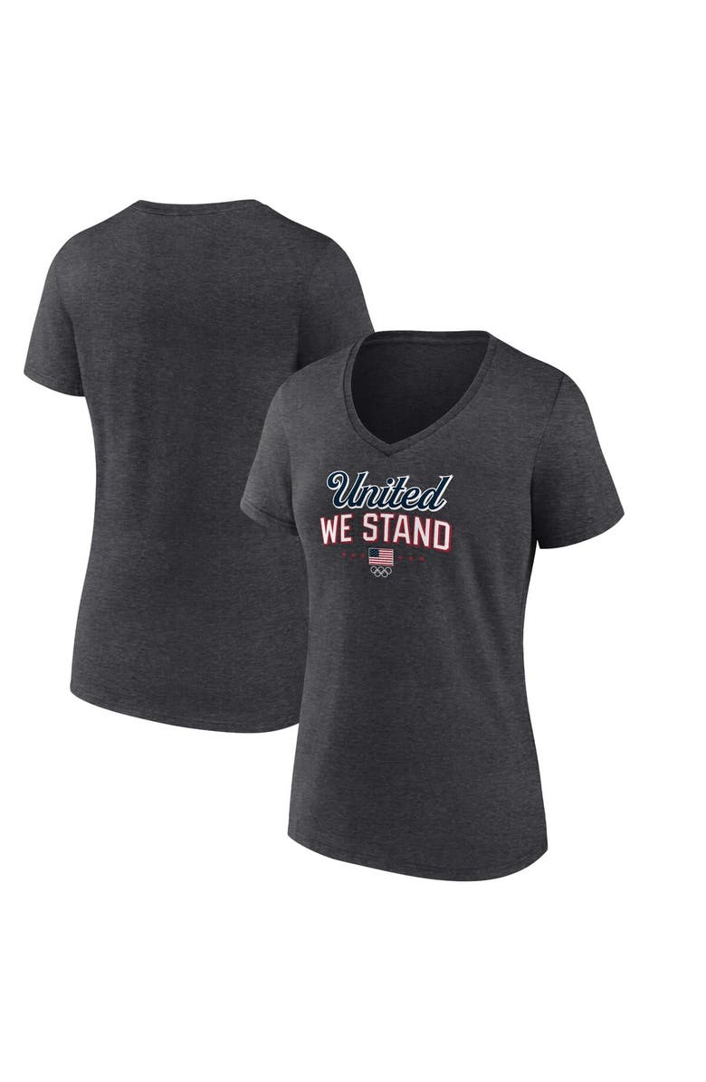 FANATICS Women's Fanatics Branded Heather Charcoal Team USA Victory V-Neck T-Shirt, Alternate, color, Heather Charcoal