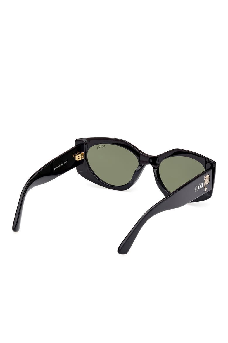 Geometric 55mm Sunglasses, Alternate, color, SHINY BLACK / GREEN