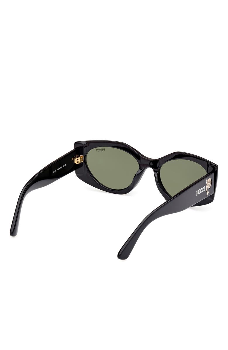 Emilio Pucci Geometric 55mm Sunglasses, Alternate, color, Shiny Black / Green