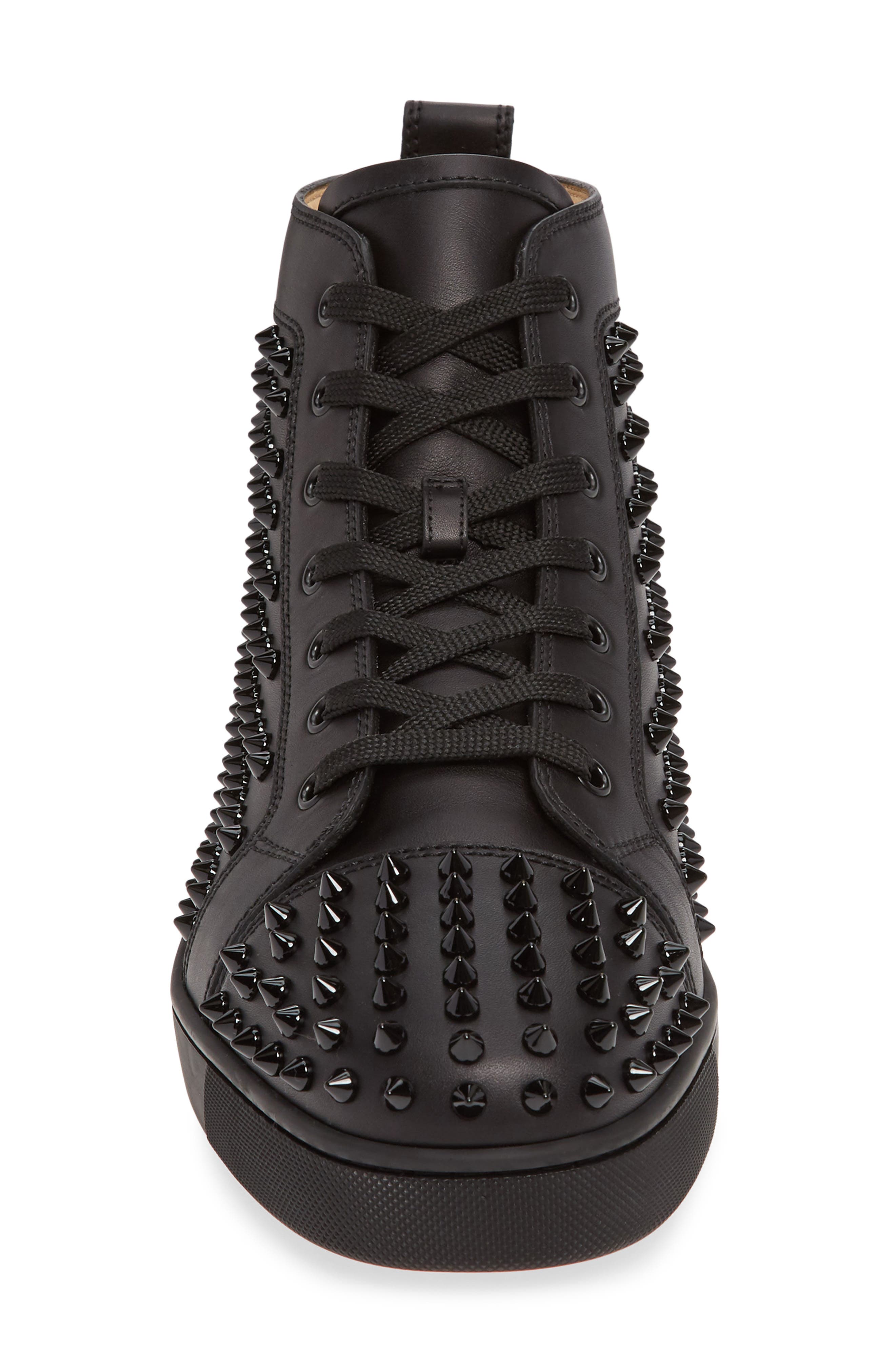 Christian Louboutin Louis Allover Spikes High Top Sneaker, Alternate, color, Black/Black