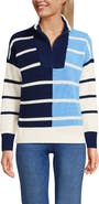 Lands' End Drifter Cotton Quarter Zip Pullover Sweater