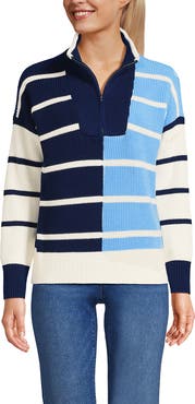 Lands' End Drifter Cotton Quarter Zip Pullover Sweater