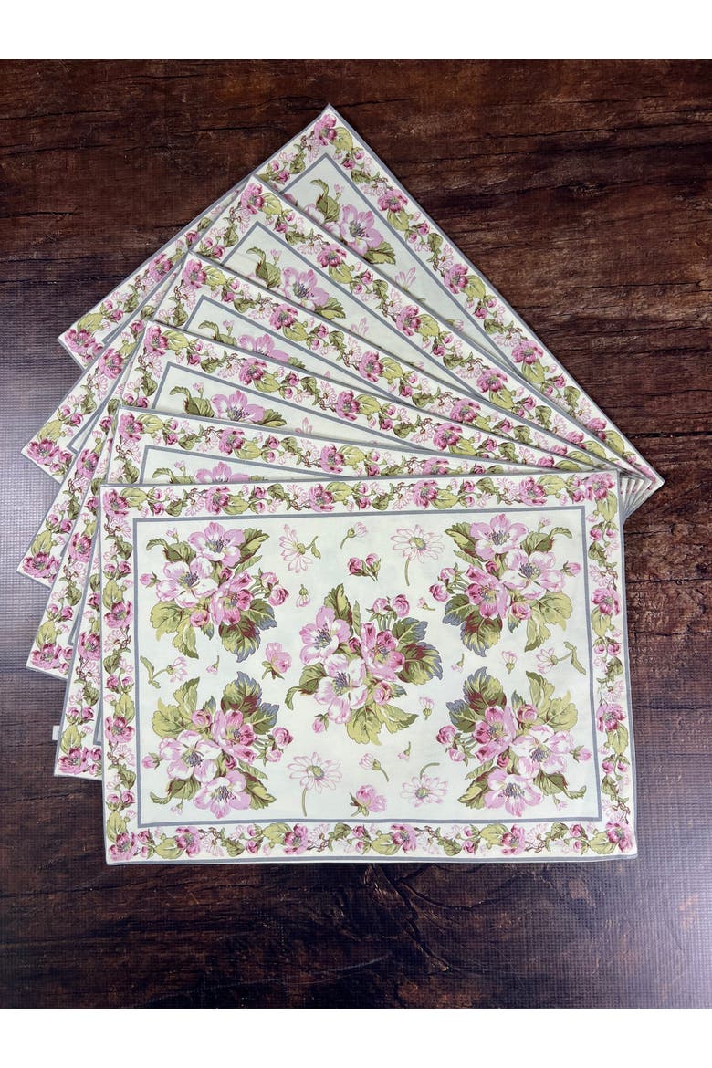 Apple Blossom Placemats, Set of 6, Alternate, color, Ivory